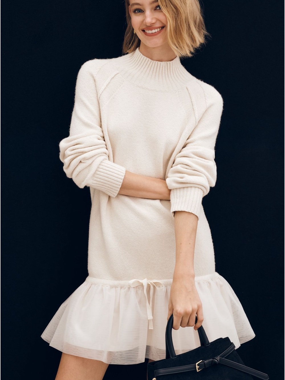Anthropologie long sleeve turtle neck Twofer mini dress